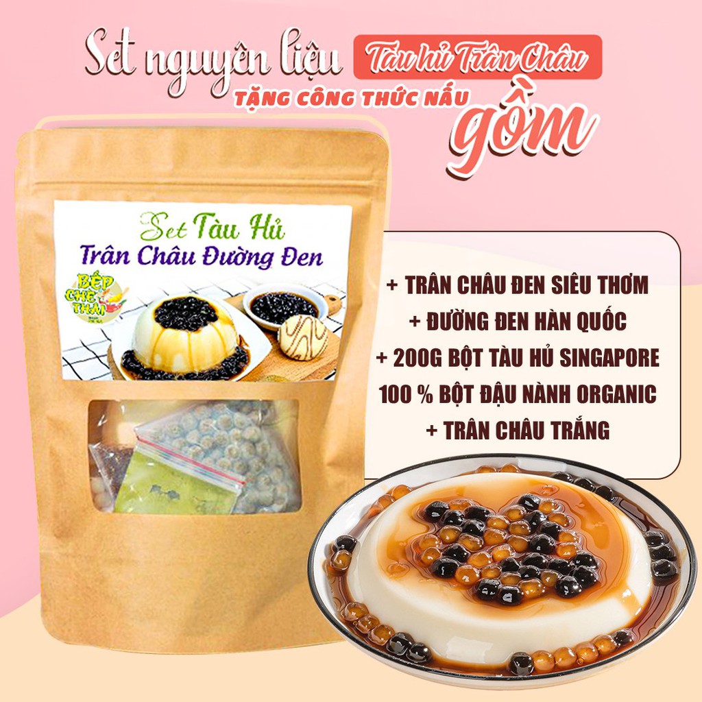 TÀU HỦ TRÂN CHÂU ĐƯỜNG ĐEN SET 15 CHÉN ĐỈNH CAO - BẾP CHÈ THÁI