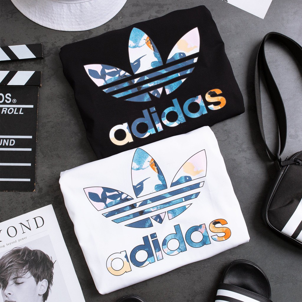 Áo Thun Nam Cổ Tròn Tay Ngắn In Logo Adidas Dáng Thể Thao Basic Năng Động
