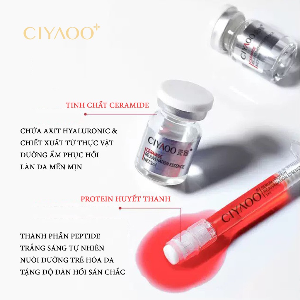 Bộ Dưỡng Chất Chống Lão Hóa Làm Sáng Da Protein CIYAOO - Serum Huyết Thanh 1ml x5 +3ml x5