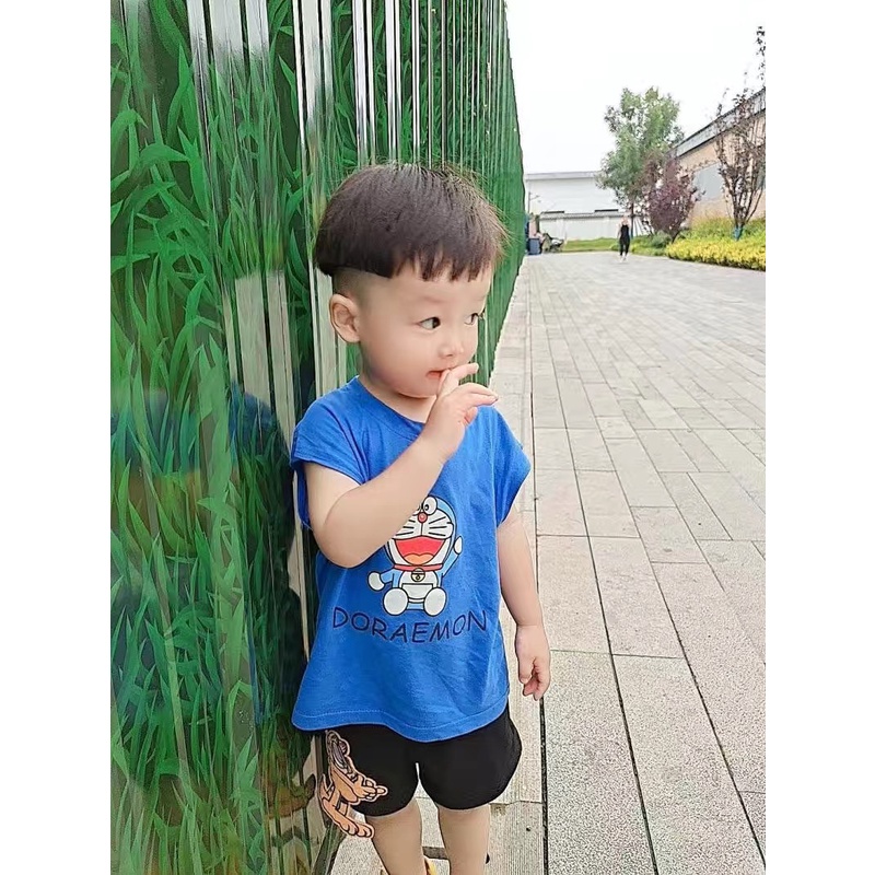 Áo thun sát nách in hoạ tiết Doraemon nhiều màu cho bé trai & bé gái - Cao 90-140cm, nặng 10-30kg