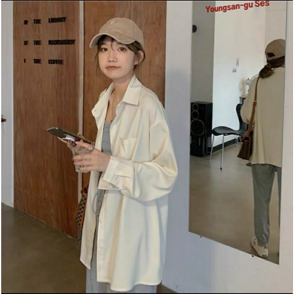 Áo Sơ Mi Lụa Trượt Ulzang Bảng Màu Hot