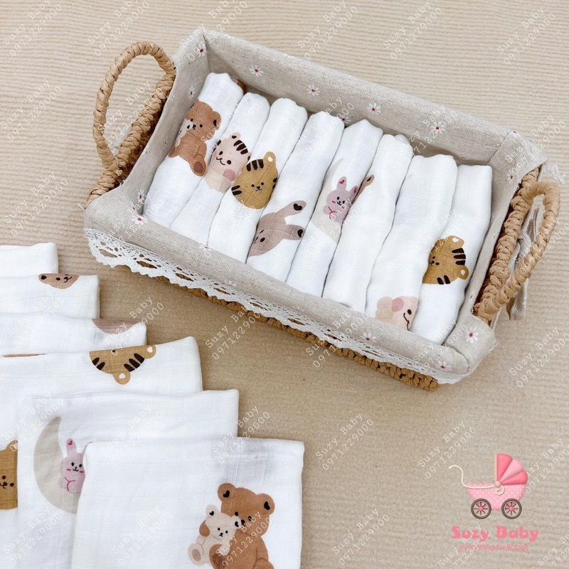 SET 6 KHĂN SỮA BAMBOO XUẤT HÀN 4 LỚP, Suzy Baby