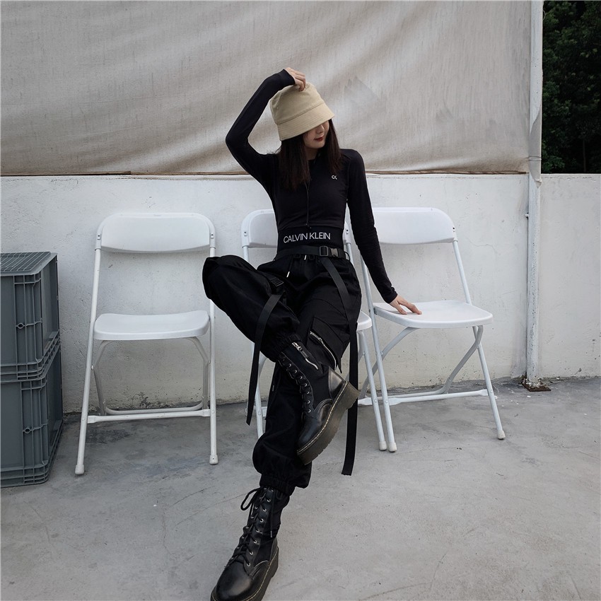 Quần jogger túi hộp hiphop nam nữ dây xích phong cách đường phố cá tính cool ngầu