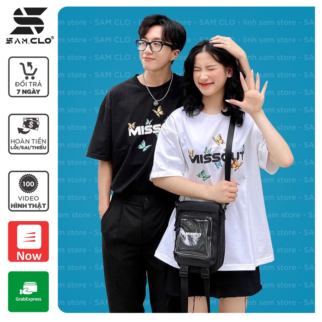 Áo thun tay lỡ nữ SAM CLO freesize phông form rộng dáng Unisex - mặc cặp, nhóm, lớp in hình BƯỚM MISSOUT BUTTERFLY