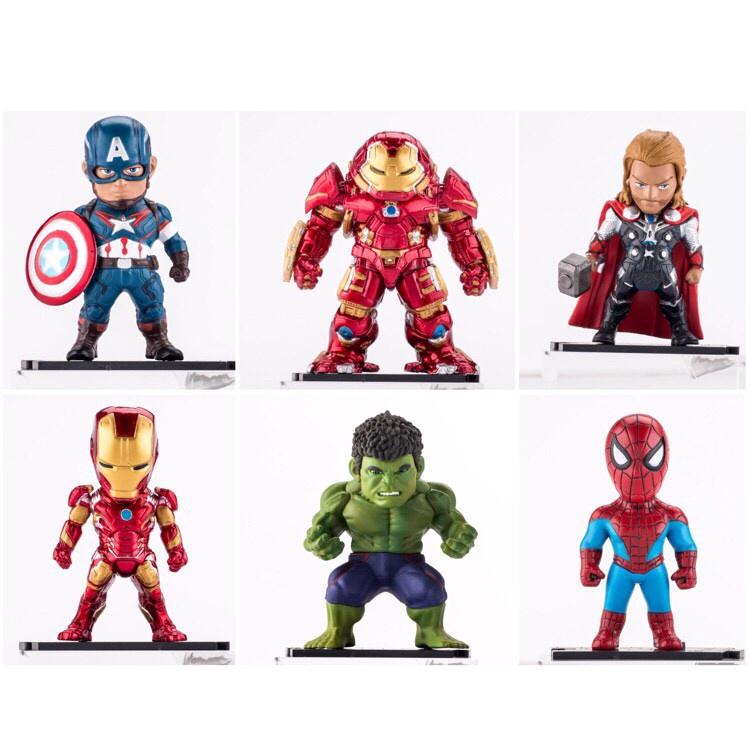 ĐỒ CHƠI 💖 Bộ Sưu Tập Mô Hình Nhân Vật Siêu Anh Hùng Marvel Bộ 6 Nhân Vật Avenger Mini Để Bàn - Siêu anh hùng
