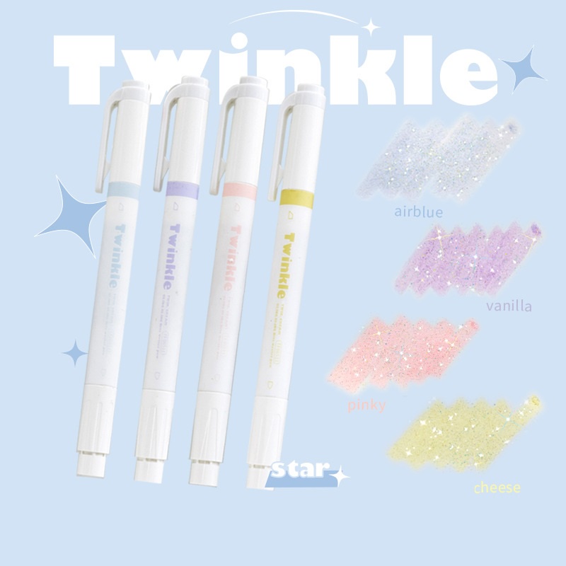 Bộ bút highlight kim tuyến Twinkle trang trí sổ tay bullet journal