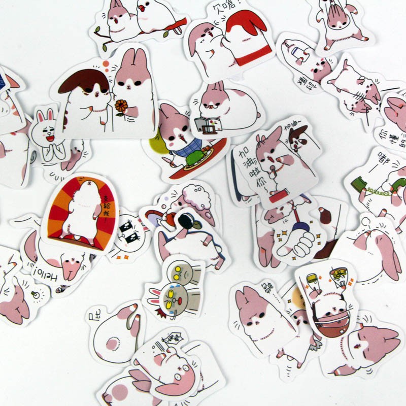 Bộ 40 tấm sticker trang trí hình thỏ dễ thương