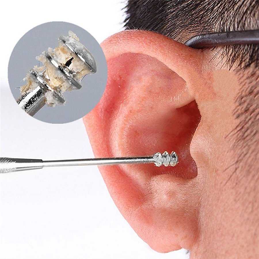 Dụng cụ lấy ráy tai hai đầu xoắn ốc và muỗng làm sạch bằng thép không gỉ