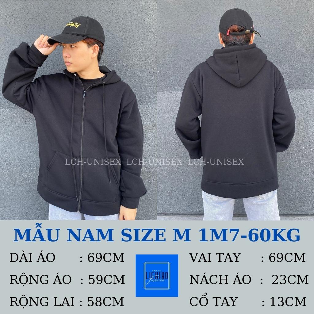 Áo khoác hoodie zip unisex nam nữ form rộng basic HZ01 vải nỉ bông mềm mịn LCH
