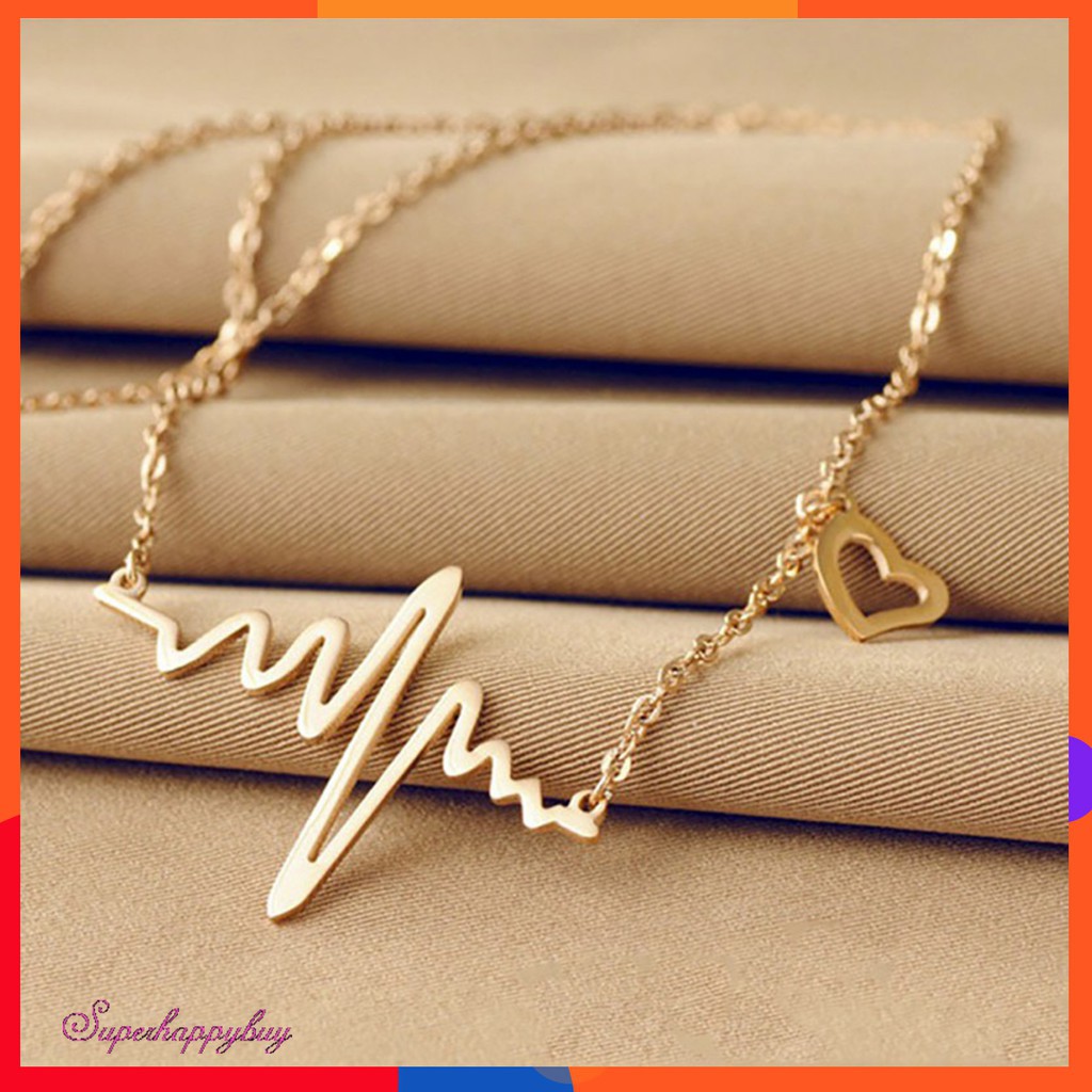 Dây chuyền nữ mặt hình ECG và trái tim xinh xắn