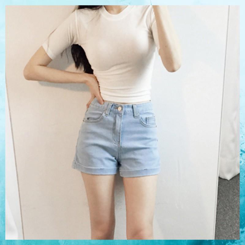 [FreeShip] Áo Croptop Dáng Ôm, Áo Croptop Tay Ngắn Cổ Tròn Vải Cotton Zip Xịn Xò | BigBuy360 - bigbuy360.vn