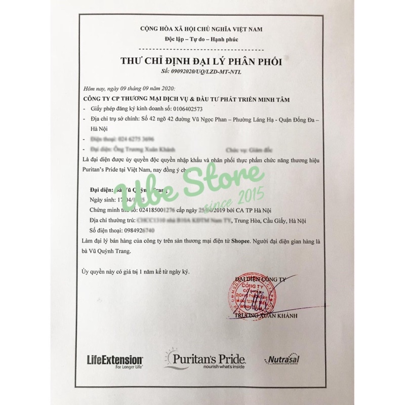 VIÊN UỐNG BỔ SUNG LỢI KHUẨN PURITANS PRIDE PROBIOTIC ACIDOPHILUS LỌ 100 VIÊN