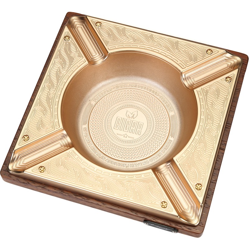 {Size To} Gạt Tàn 4 Điếu Lubinski YJA-20005 Bằng Gỗ Phối Kim Loại Cao Cấp