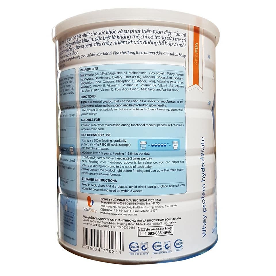 Sữa bột P100 hộp 900g ( HSD 2025 )