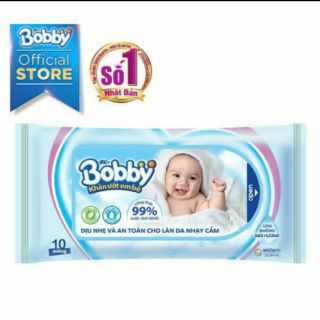 10 gói khăn ướt Bobby (10 tờ/gói)
