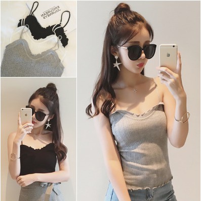 Áo 2 dây nhúm viền