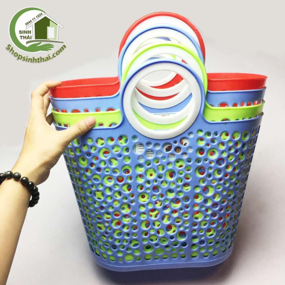 Làn nhựa đi chợ, giỏ xách nhựa cao cấp - giao màu ngẫu nhiên