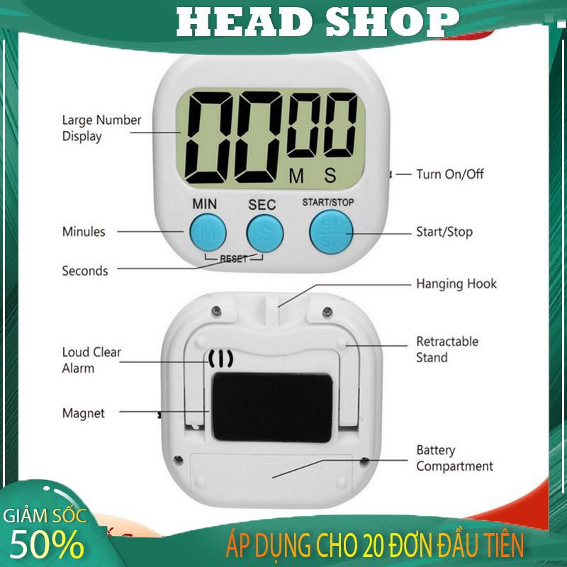 Đồng hồ bấm giờ đếm ngược Mini hẹn giờ thời gian nấu ăn J17 HEAD SHOP