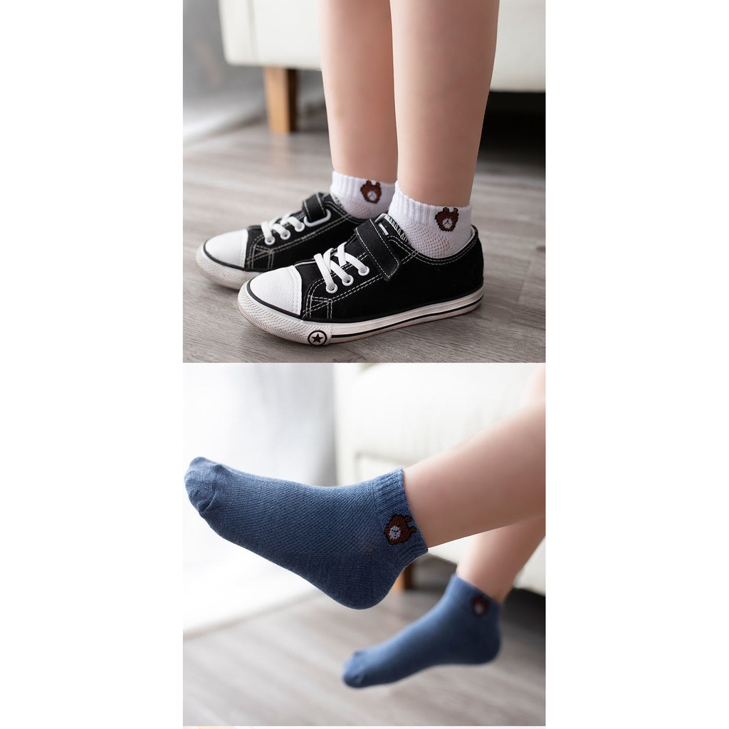 [Kèm Túi Brown] Set 10 Đôi Vớ Hình Gấu Siêu Xinh