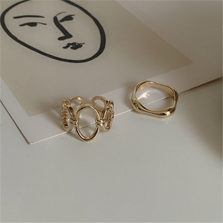 Set 2 nhẫn đeo tay phong cách retro cổ điển