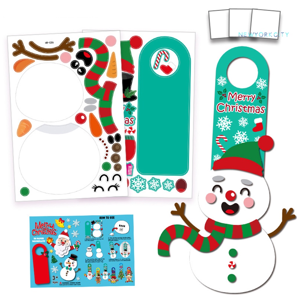 1 Bộ Nhãn Dán Hiệu Ứng 3D Hình Ông Già Noel Trang Trí Cửa Dịp Giáng Sinh