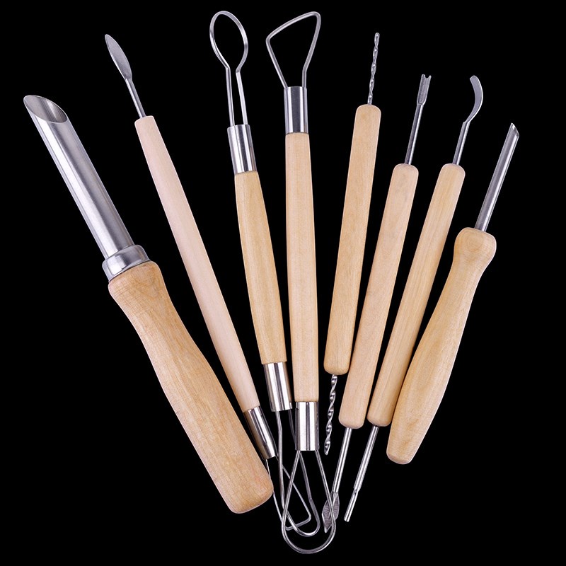 Bộ 8 Dụng Cụ Điêu Khắc Tạo Hình Đất Sét Nặn Tượng, Phù Điêu, Nặn Gốm, Làm Đồ Trang Trí, Handmade, Tạo Dáng Búp Bê