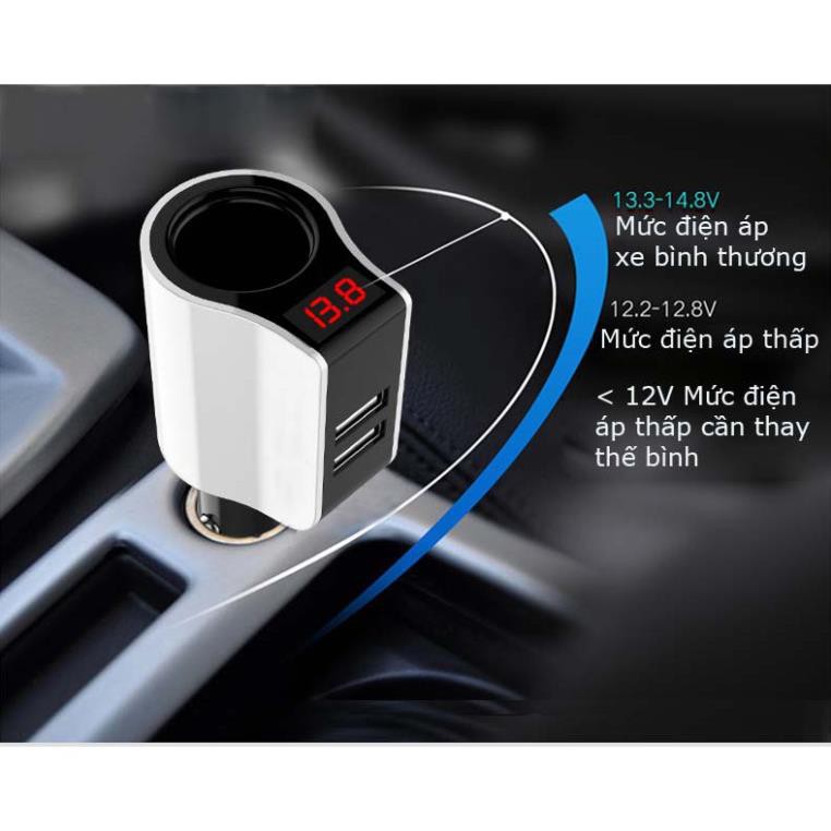 Tẩu sạc điện thoại trên ô tô loại có điện áp thiết kế nhỏ gọn thông minhM02