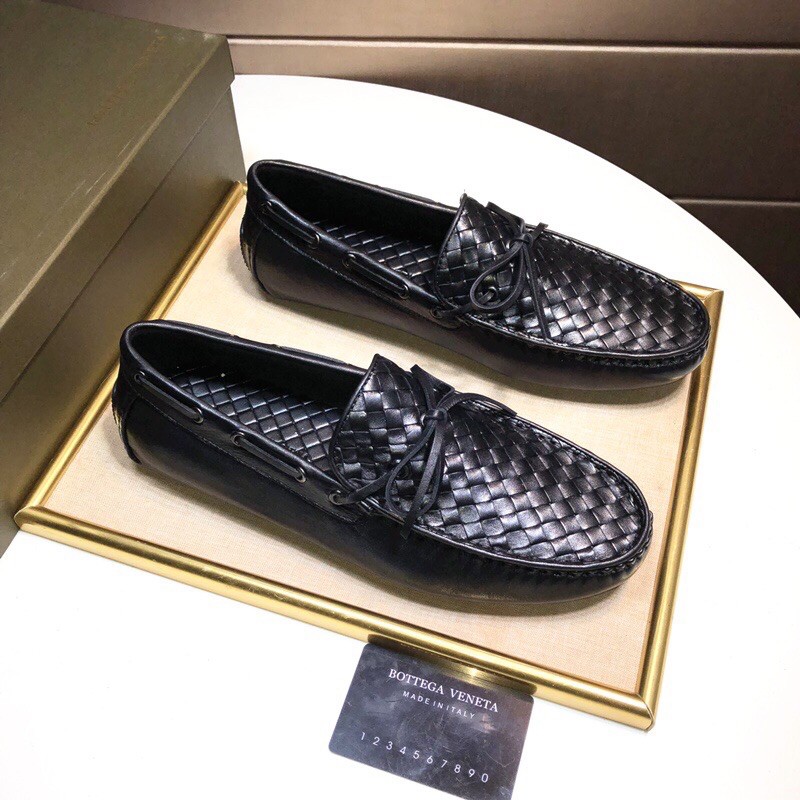 Giày tây dáng lười của nam thương hiệu Bottega Veneta da thật cao cấp thắt dây quai ngang cách điệu