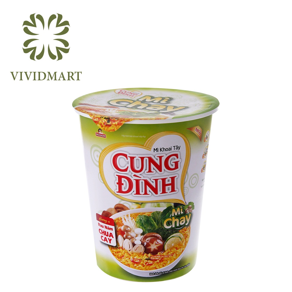 Ly lẻ MÌ LY KHOAI TÂY CUNG ĐÌNH: BÒ, GÀ, SƯỜN HEO, THỊT HẦM NẤM, MĂNG, NGŨ QUẢ, TÔM, CUA BỂ, CHUA CAY CHAY GÓI65G MICOEM | BigBuy360 - bigbuy360.vn