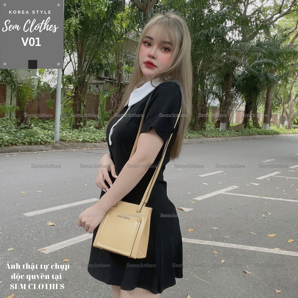 Váy polo nữ, đầm body suông dáng dài hàng đẹp chất thun gân 100% cotton V01 SEMCLOTHES | BigBuy360 - bigbuy360.vn