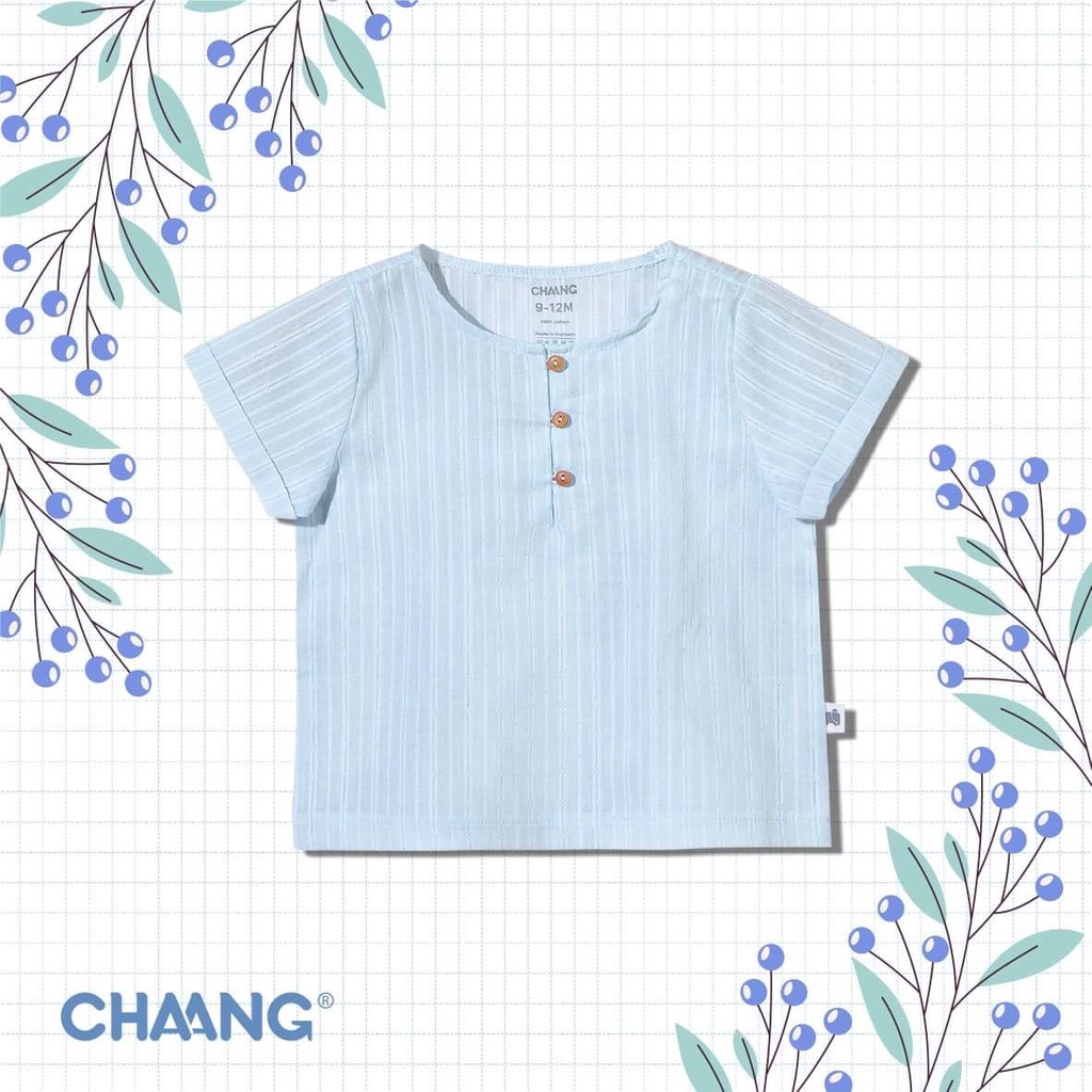 Chaang áo cộc cotton bổ trụ, cúc giữa cho bé trai
