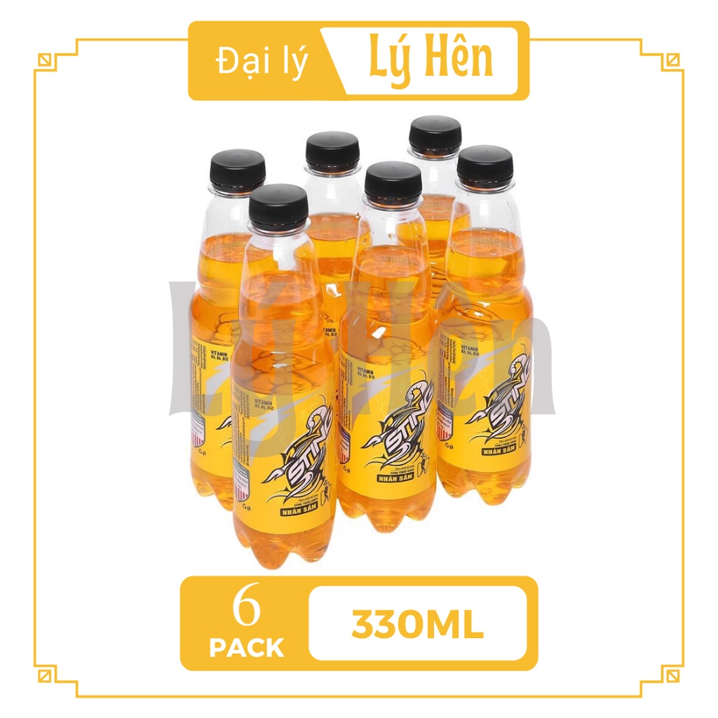 Lốc 6 Chai Nước Uống Tăng Lực Sting Dâu Tây Đỏ - Gold Rush Energy Drink Chai Nhựa PEP 330ml Date Luôn Mới