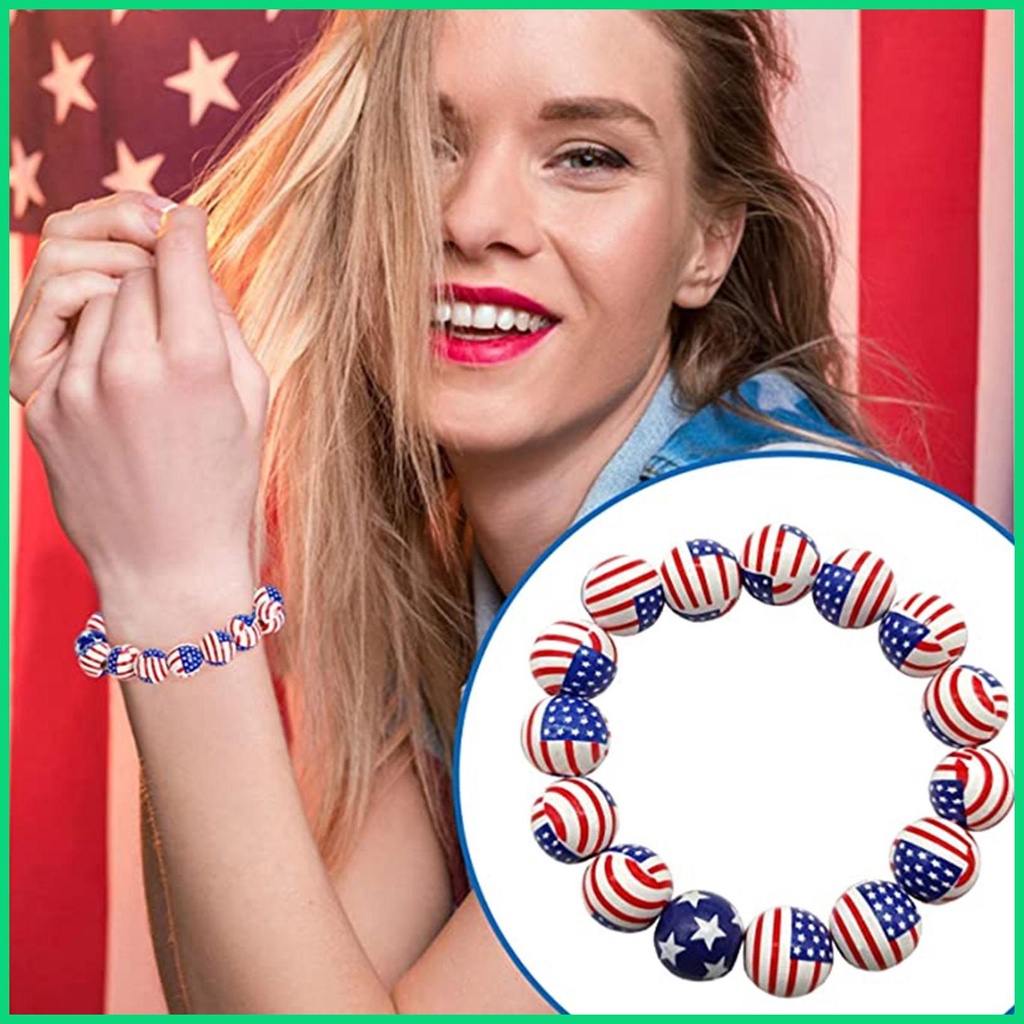 Vòng Tay Chuỗi Hạt Hình Lá Cờ Mỹ 4th July