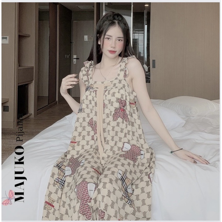 Váy 2 dây dáng dài đi biển sexy xinh đẹp lụa ngủ mango cao cấp MAJUKO QAo