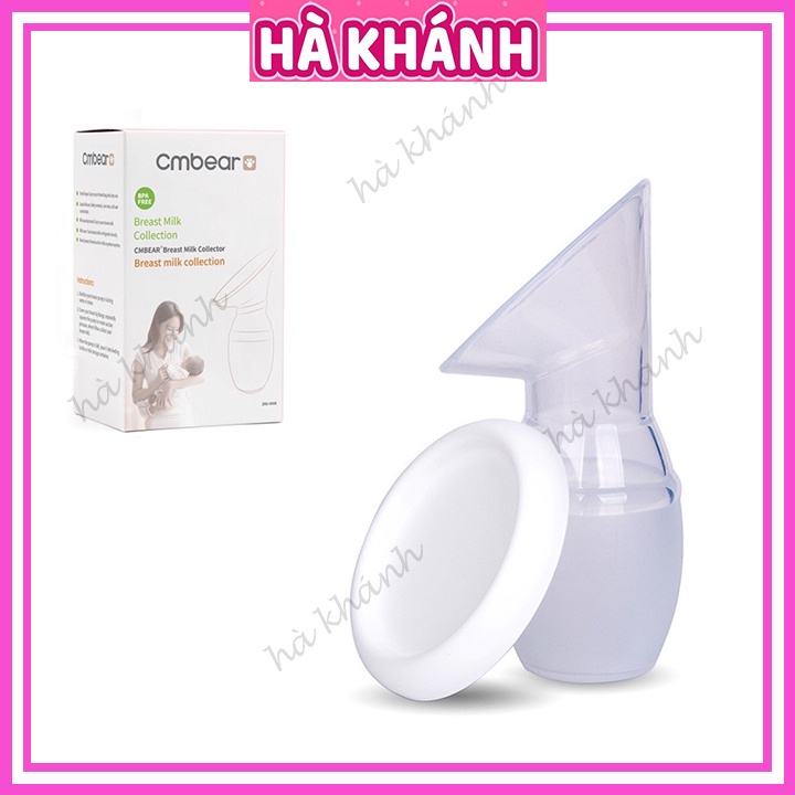 Cốc hứng sữa Cmbear, phễu hứng sữa Cmbear silicon cao cấp kèm nắp đậy an toàn và tiện lợi CHS02