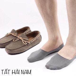 Tất hài nam đi giày lười mùa hè có silicon - tất công sở nam ngắn màu trắng đen xám