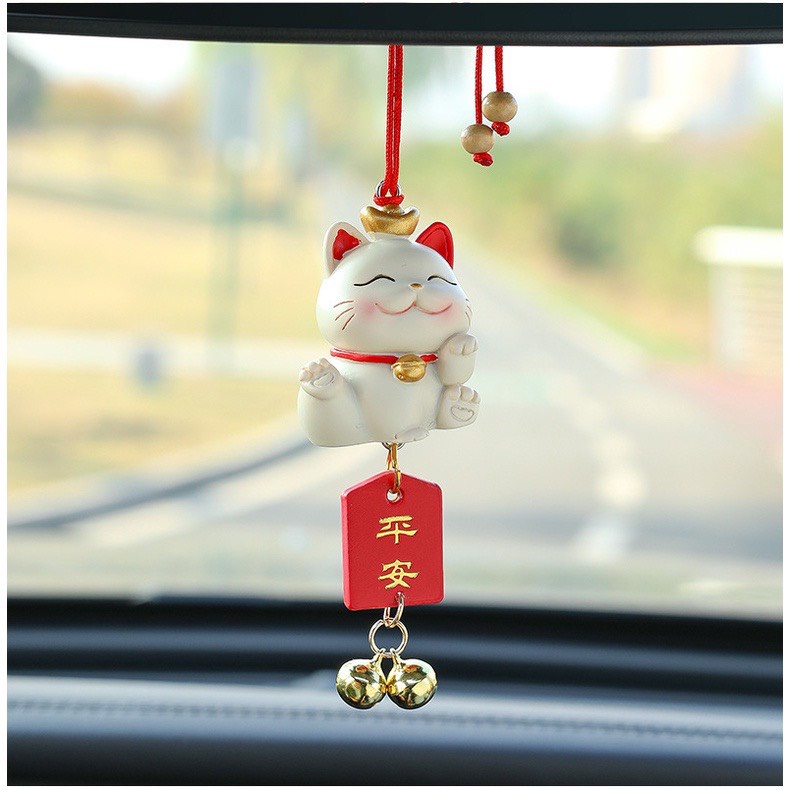 Dây Treo Trang trí Gương Chiếu Hậu Xe Hơi - Khánh Treo Gương Mèo May Mắn