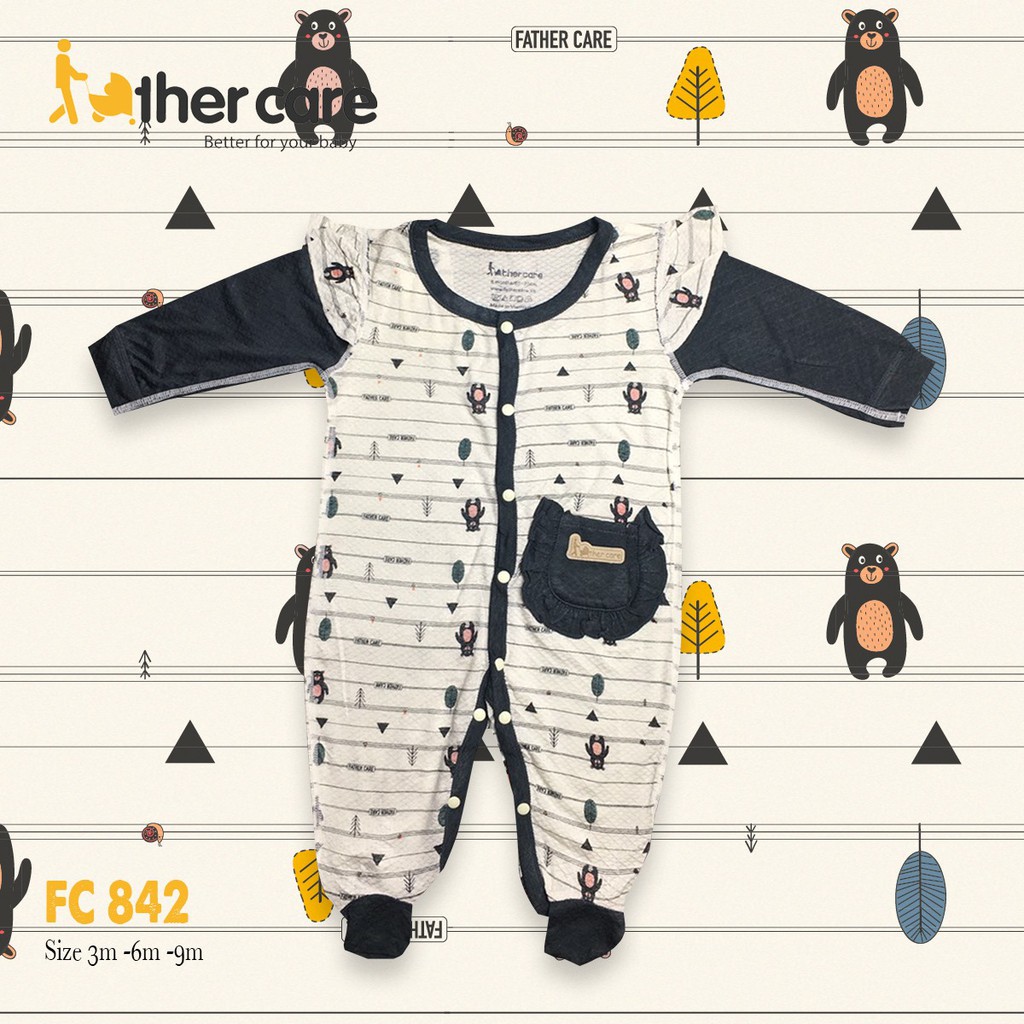 Bộ Body FatherCare bèo Dài tay - Gấu (Họa tiết) FC842