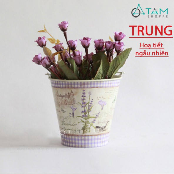 Xô thiếc Vintage tròn có quai cầm