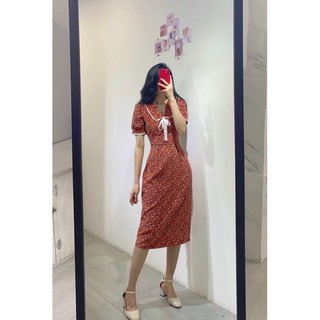 #Bigsize Đầm hoa cam nhí viền ren D487