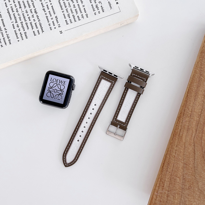 Dây Đeo Vải Canvas Đơn Giản Thời Trang Cho Đồng Hồ iWatch 38/42/40/44 MM