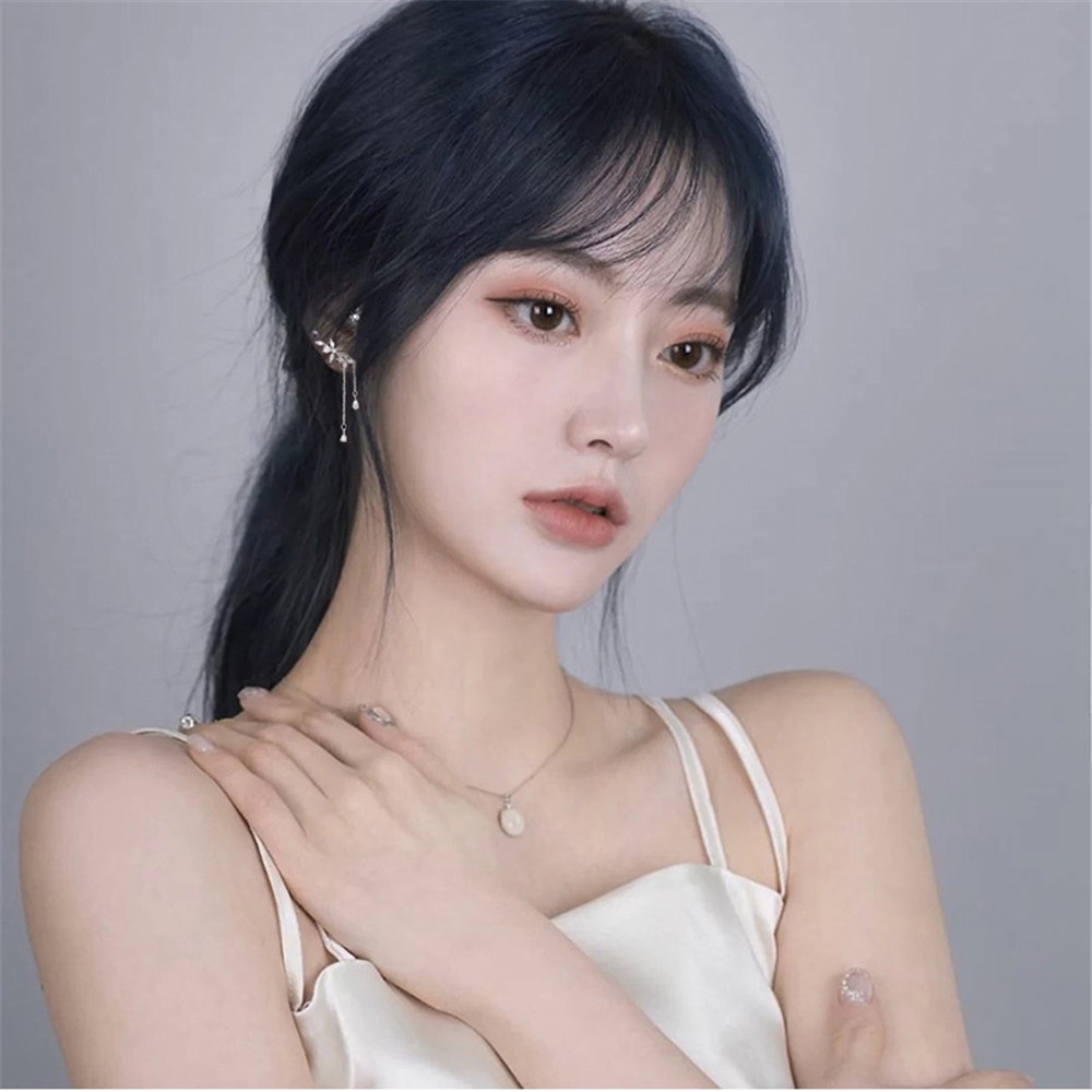 Khuyên Tai Tua Rua Dài Đính Đá Zircon Thời Trang Hàn Quốc Cho Nữ