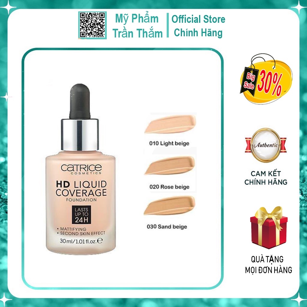 Kem nền catrice hd liquid coverage last up to 24h 30ml