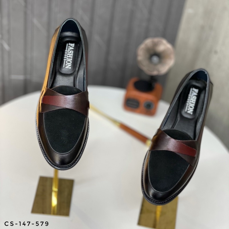 Giày Lười Nam Patina Thời Trang 💥 Chất Da Bò 100% 🎁 Đế PHÍP Chắc Chắn Cao 3.5cm 💥 CS-147