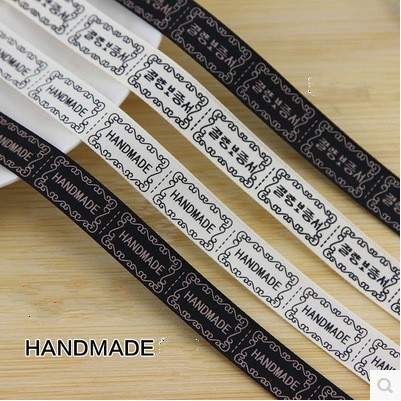 13mm ruy băng satin họa tiết chữ handmade hàn quốc nơ bờm tóc gói quả dán tem