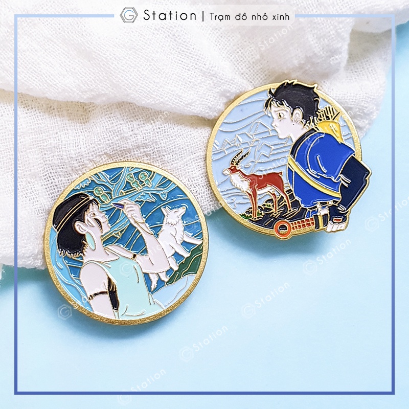 Pin cài áo anime Princess Mononoke Studio Ghibli đạo diễn Miyazaki Hayao - GC504