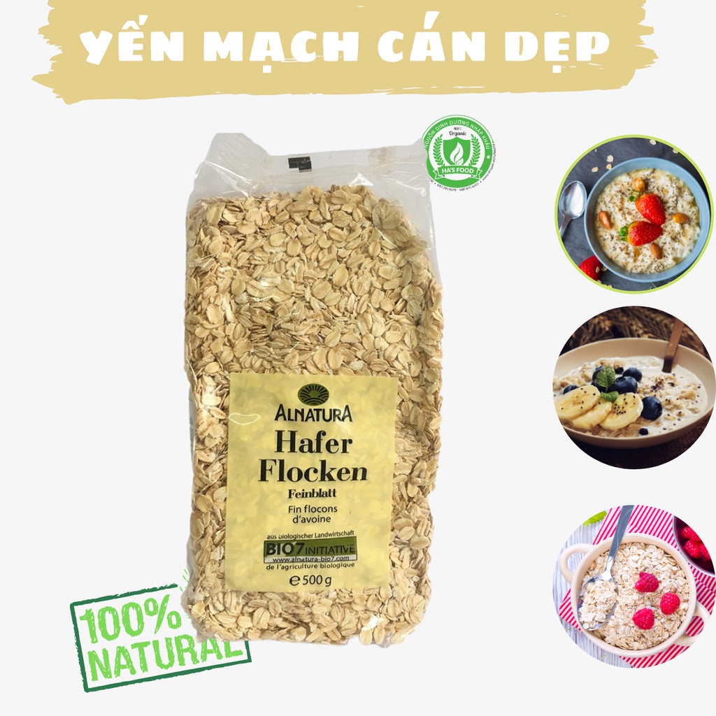 Yến mạch hafer flocken cho bé ăn dặm, giảm cân, người bị tiểu đường hafood túi 500g