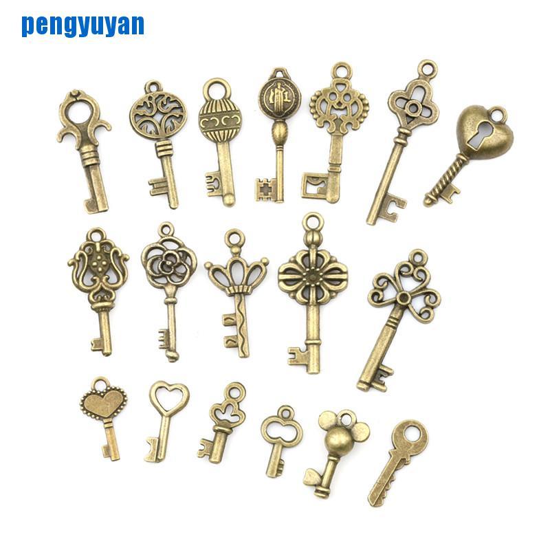 Set 18 Chìa Khóa Bằng Đồng Phong Cách Cổ Điển Làm Trang Sức Diy