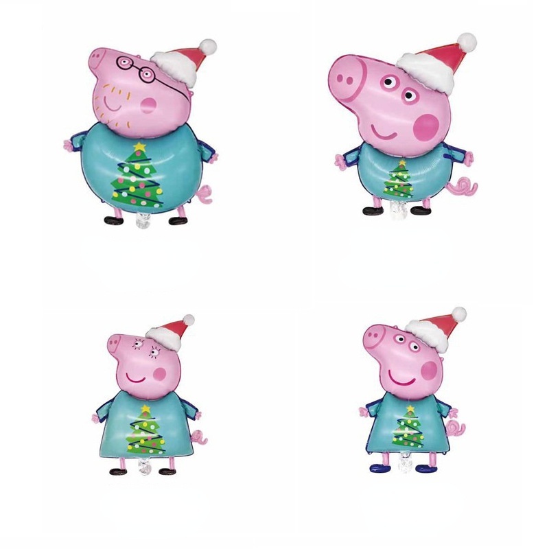 Phim hoạt hình Peppa Pig Chủ đề Trang trí Bóng bay Giấy bạc Trẻ em Đồ dùng trang trí tiệc sinh nhật