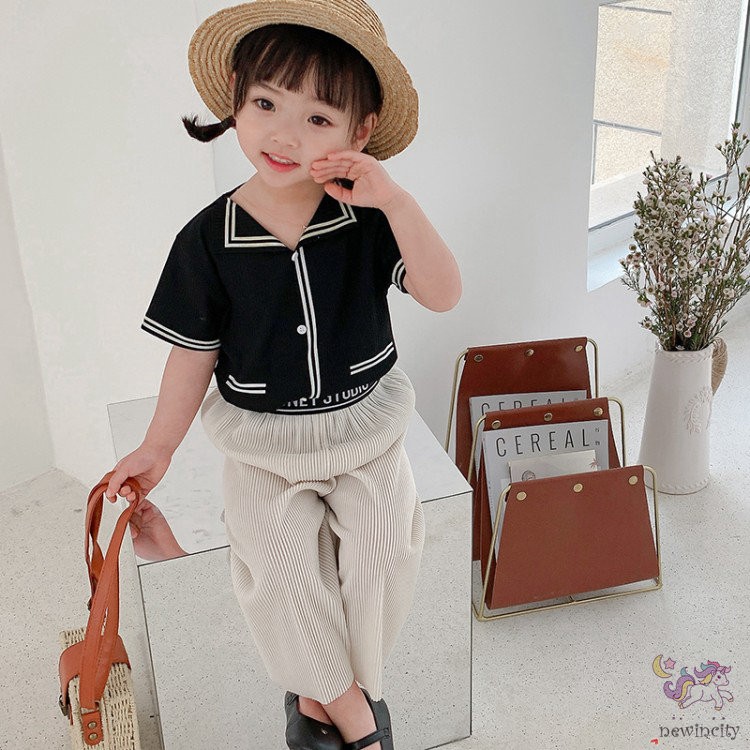 Quần dài ống rộng in chữ phong cách Hàn Quốc thời trang cho bé gái